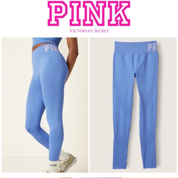 EUC Pink Active by Victoria Secret Seamless High Waist Leggings Blue. Size Large - Picture 1 of 11
